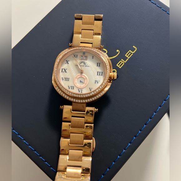 Porsamo Bleu South Sea Crystal luxury stainless steel watch rose gold MSRP $1600 - Picture 3 of 11